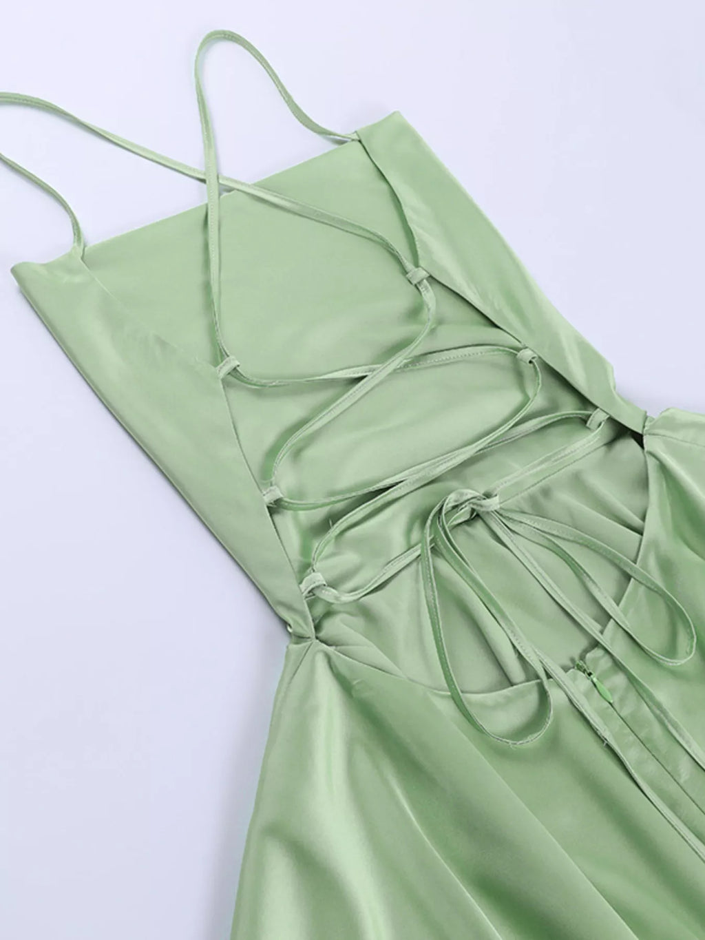 Backless layered ruffled cami dress - Godess beauty  #