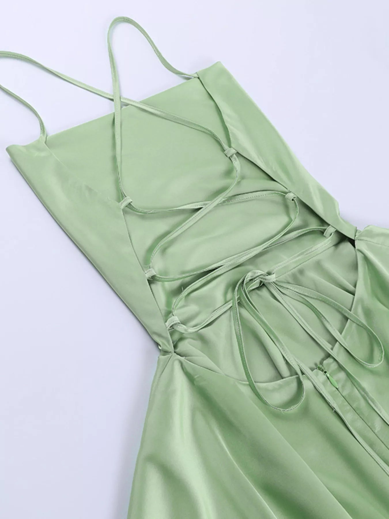 Backless layered ruffled cami dress - Godess beauty  #