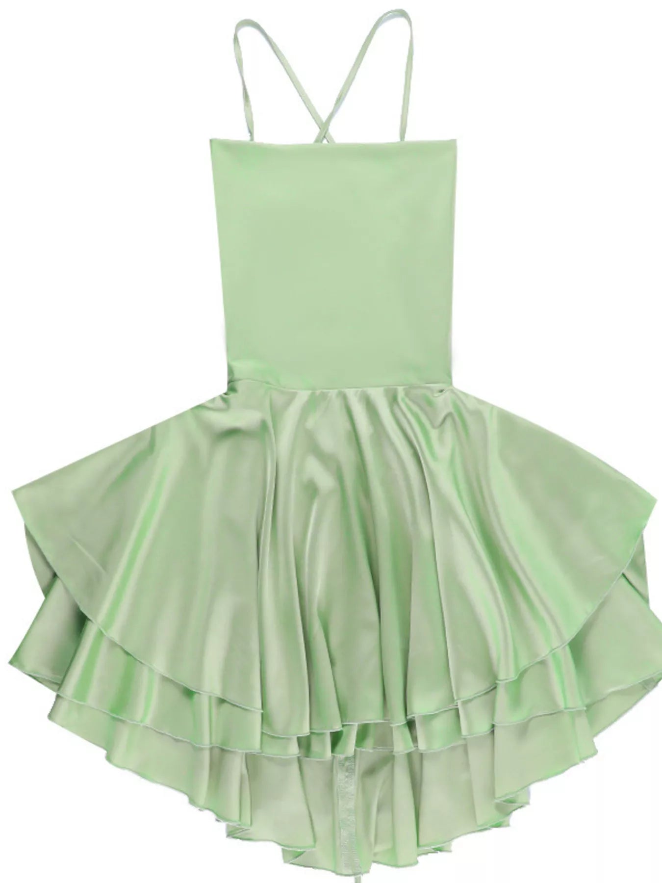 Backless layered ruffled cami dress - Godess beauty  #