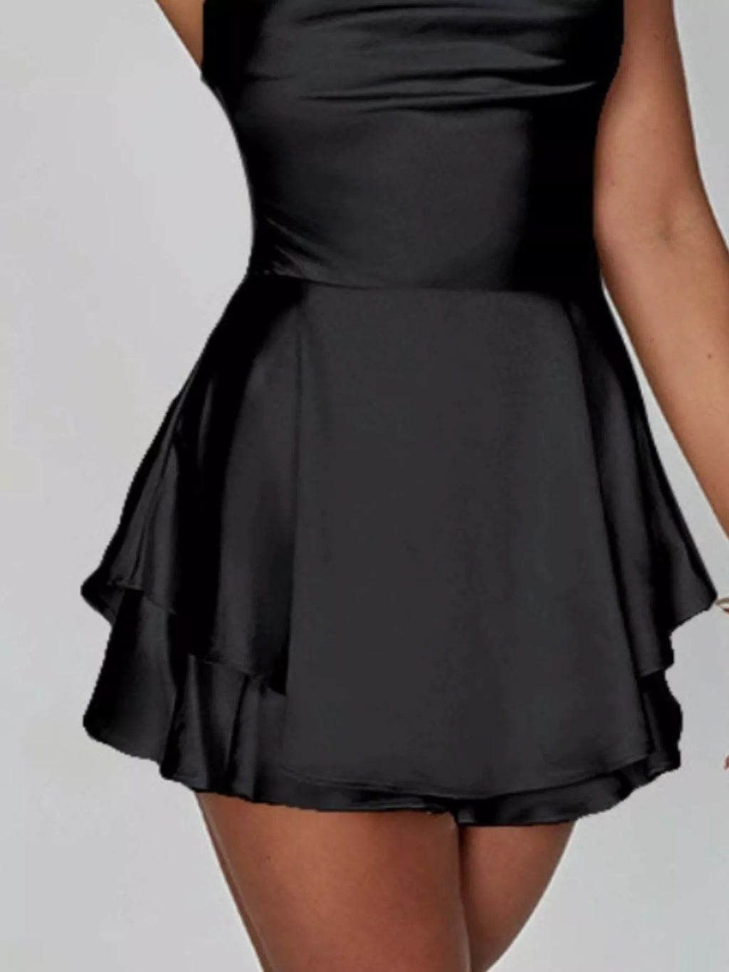 Backless layered ruffled cami dress - Godess beauty  #