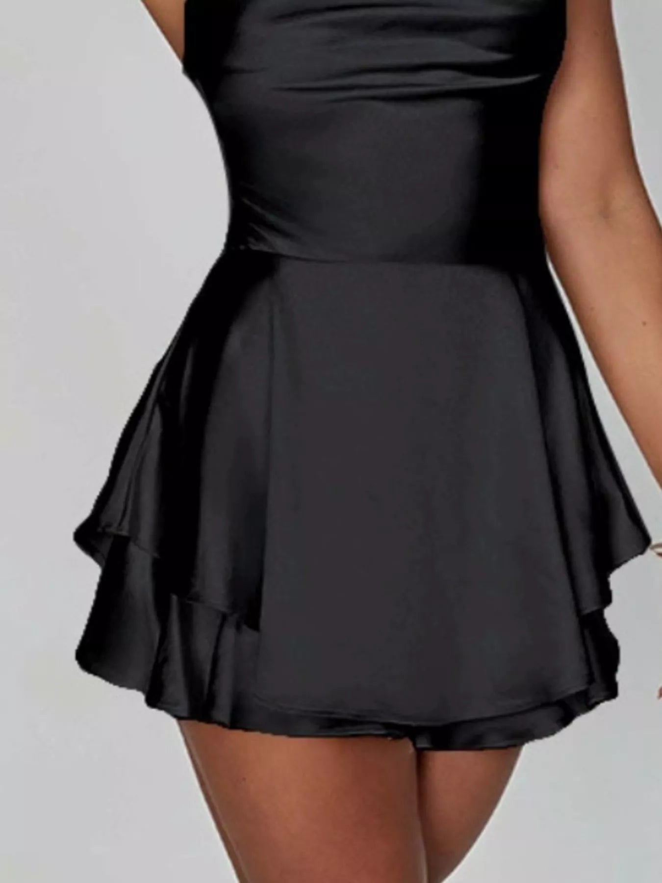 Backless layered ruffled cami dress - Godess beauty  #