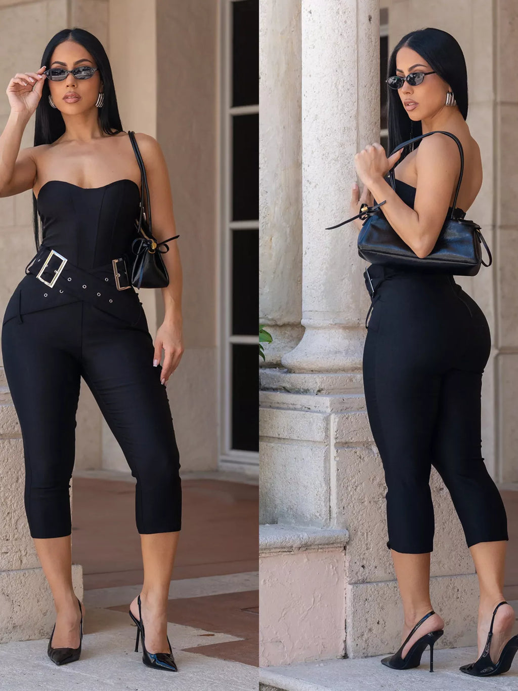 Belted Tube Skinny Jumpsuit - Godess beauty  #