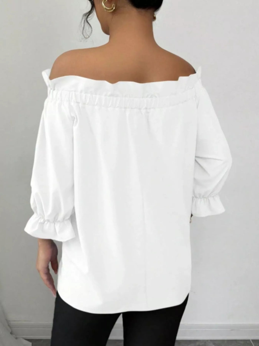 Bow Flounce Sleeve Blouse - Godess beauty  #