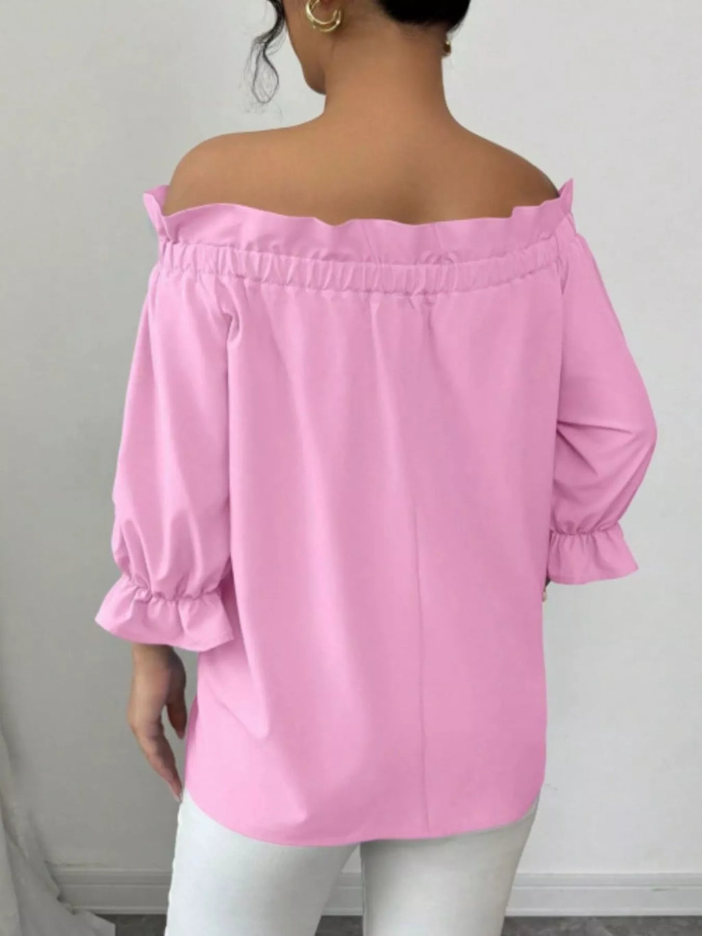 Bow Flounce Sleeve Blouse - Godess beauty  #
