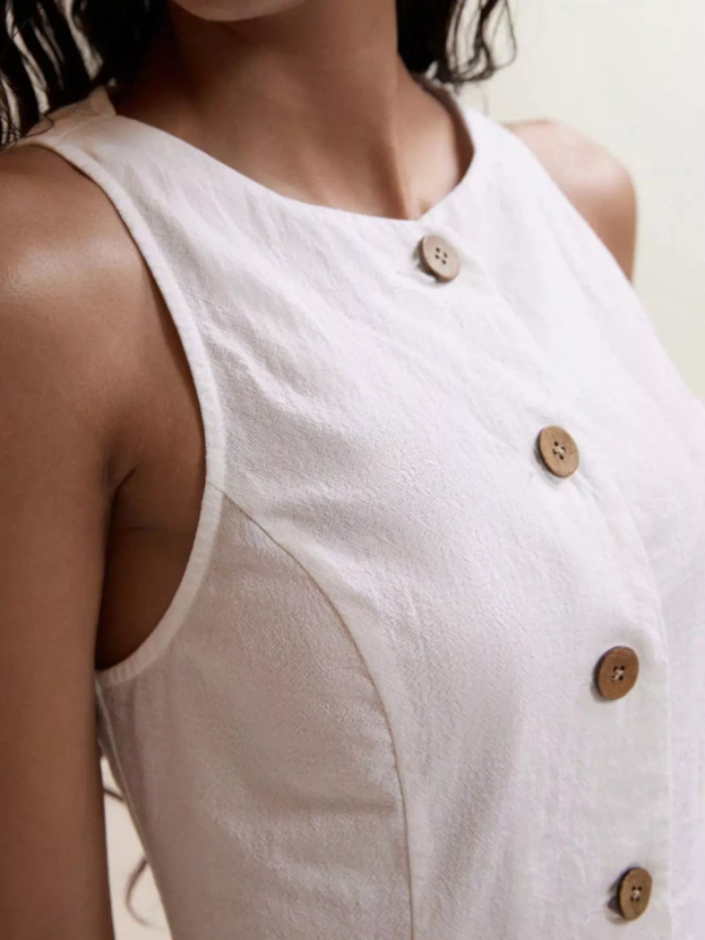 Button-Down Sleeveless Top and Shorts Set - Godess beauty  #