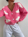 Cloud Button Up Knit Cardigan - Godess Beauty  #