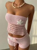 Crochet Tube Top and Shorts Sweater Set - Godess beauty  #