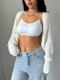 Cropped Knit Open Front Cardigan - Godess Beauty  #