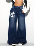 Cross Wide Leg Jeans - Godess beauty 