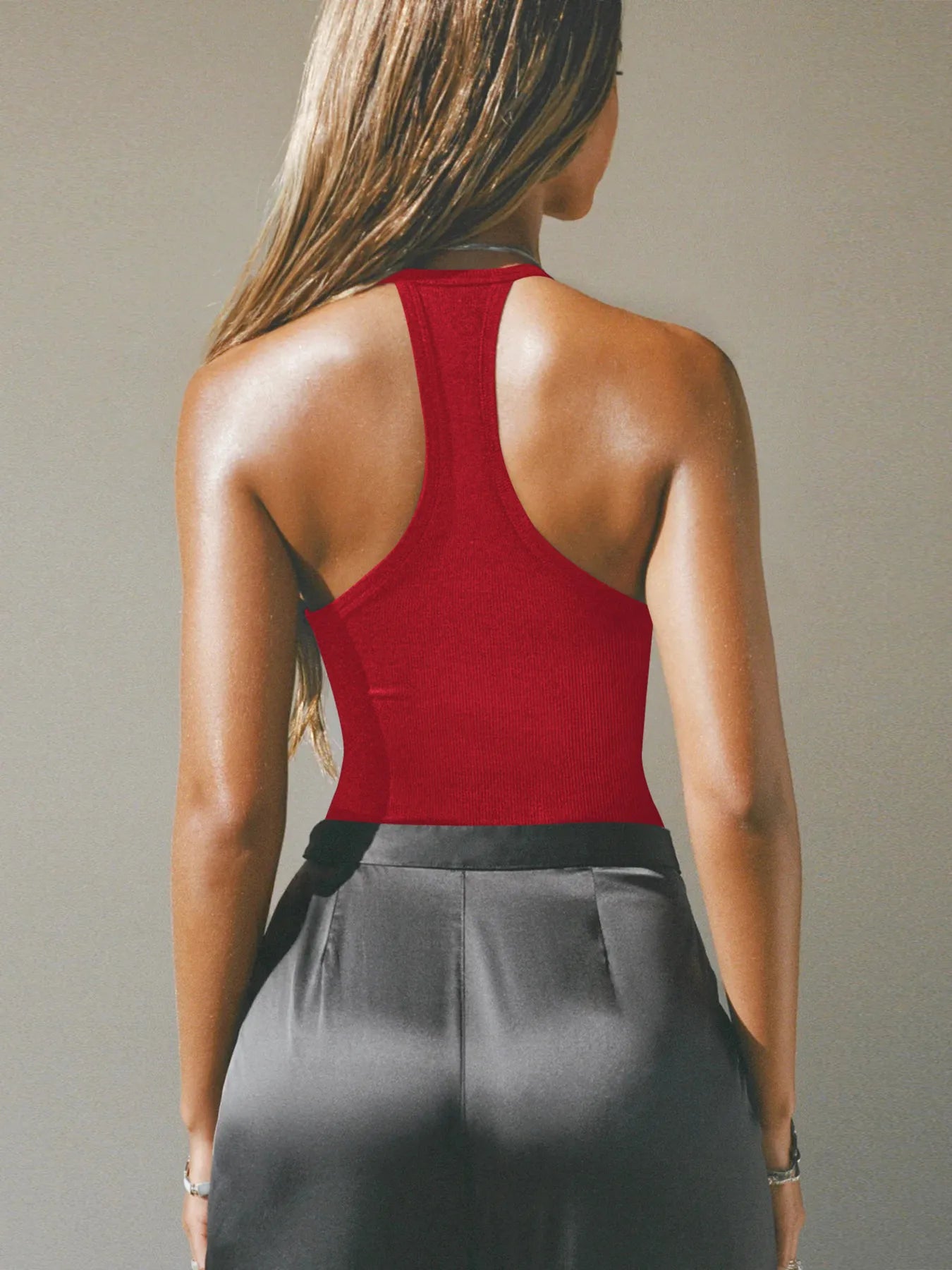 Cutout Ribbed Tank Top - Godess beauty  #