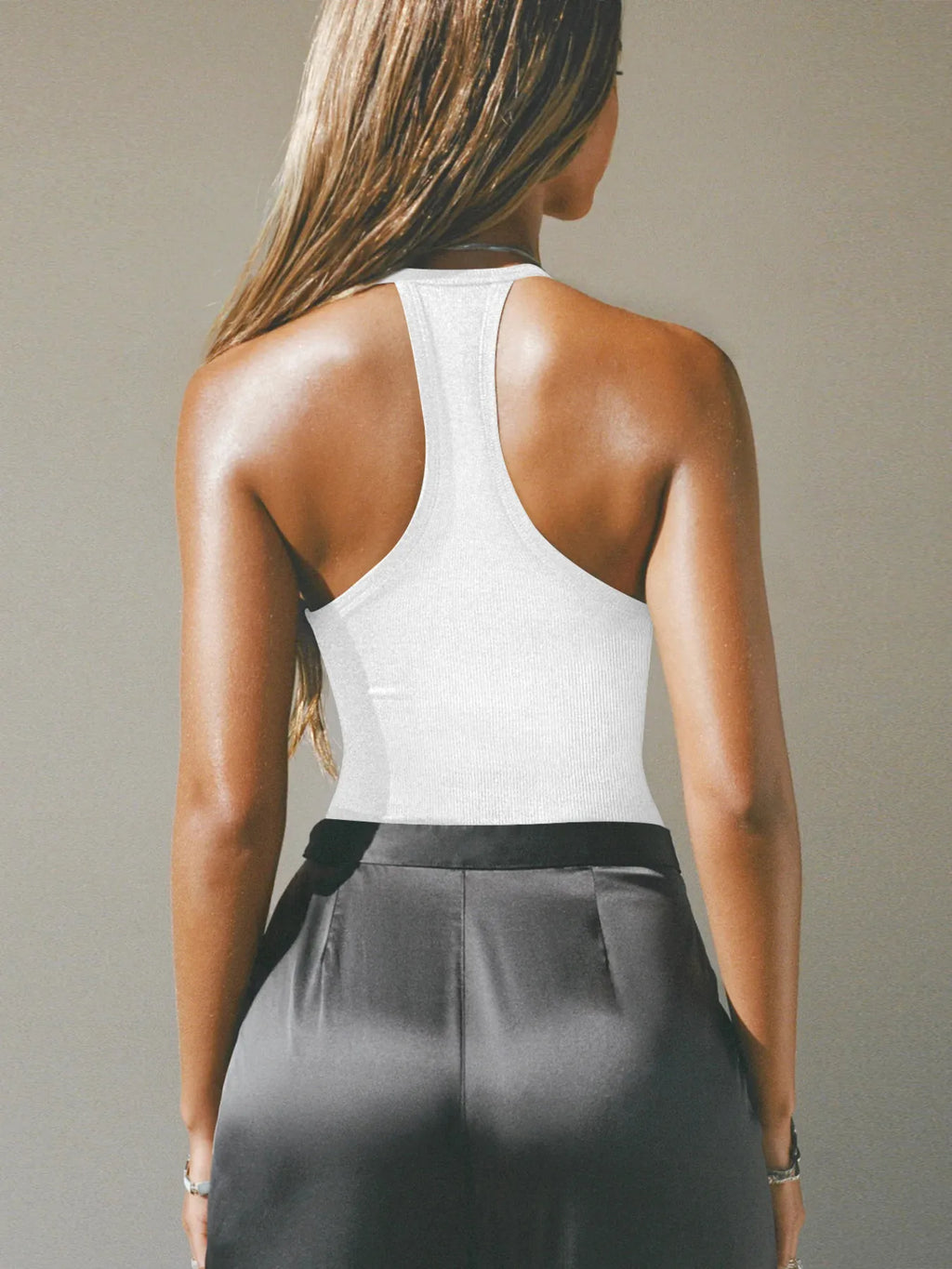 Cutout Ribbed Tank Top - Godess beauty  #