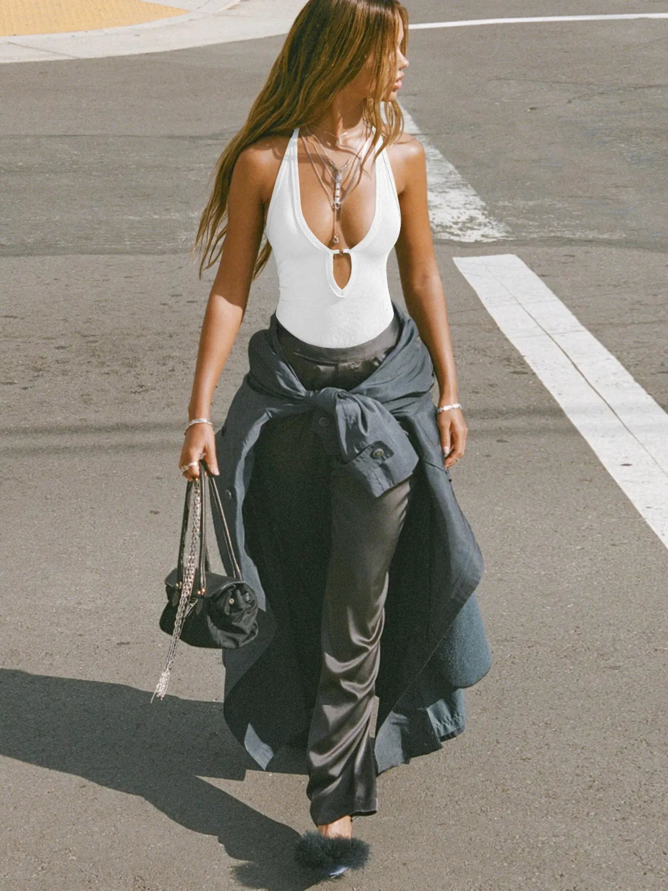 Cutout Ribbed Tank Top - Godess beauty  #