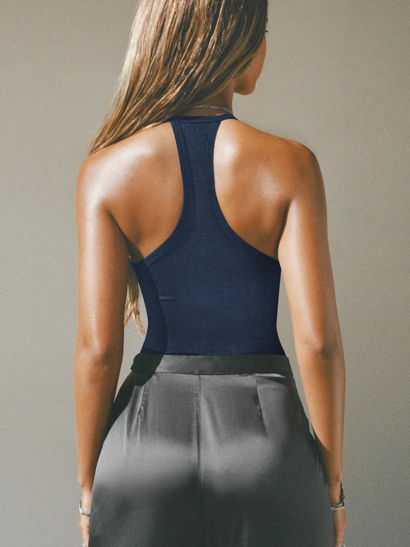 Cutout Ribbed Tank Top - Godess beauty  #