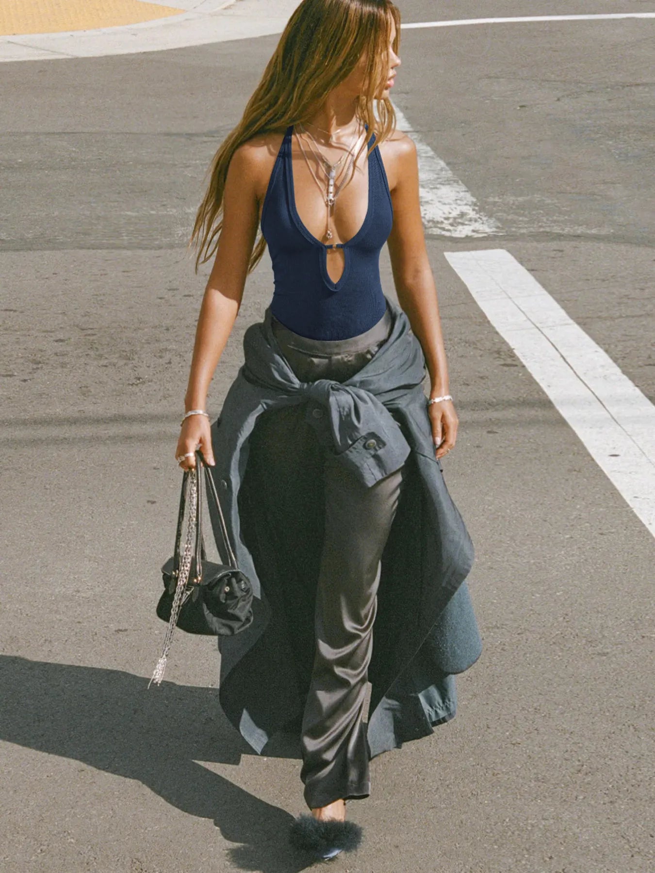 Cutout Ribbed Tank Top - Godess beauty  #