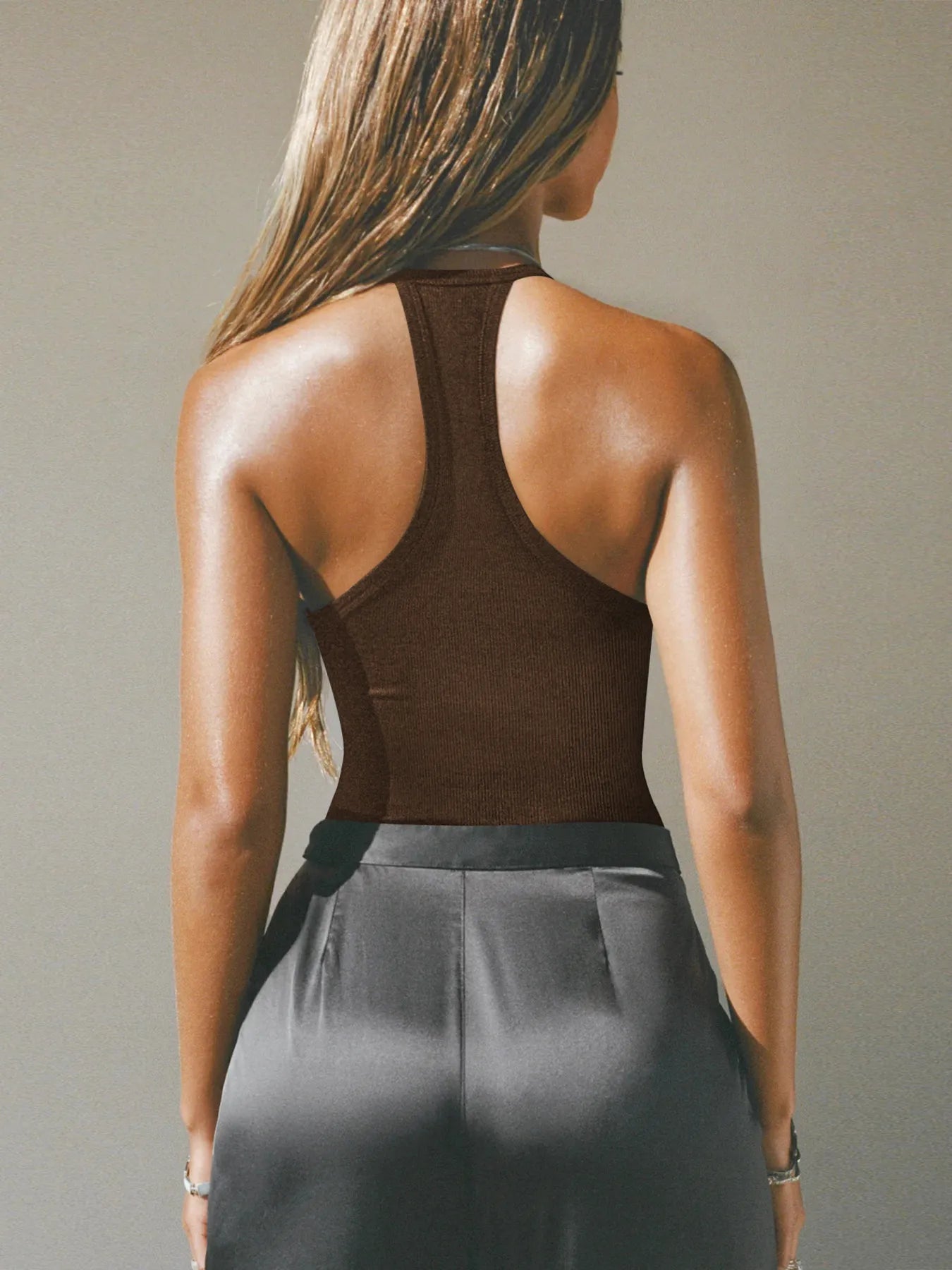 Cutout Ribbed Tank Top - Godess beauty  #