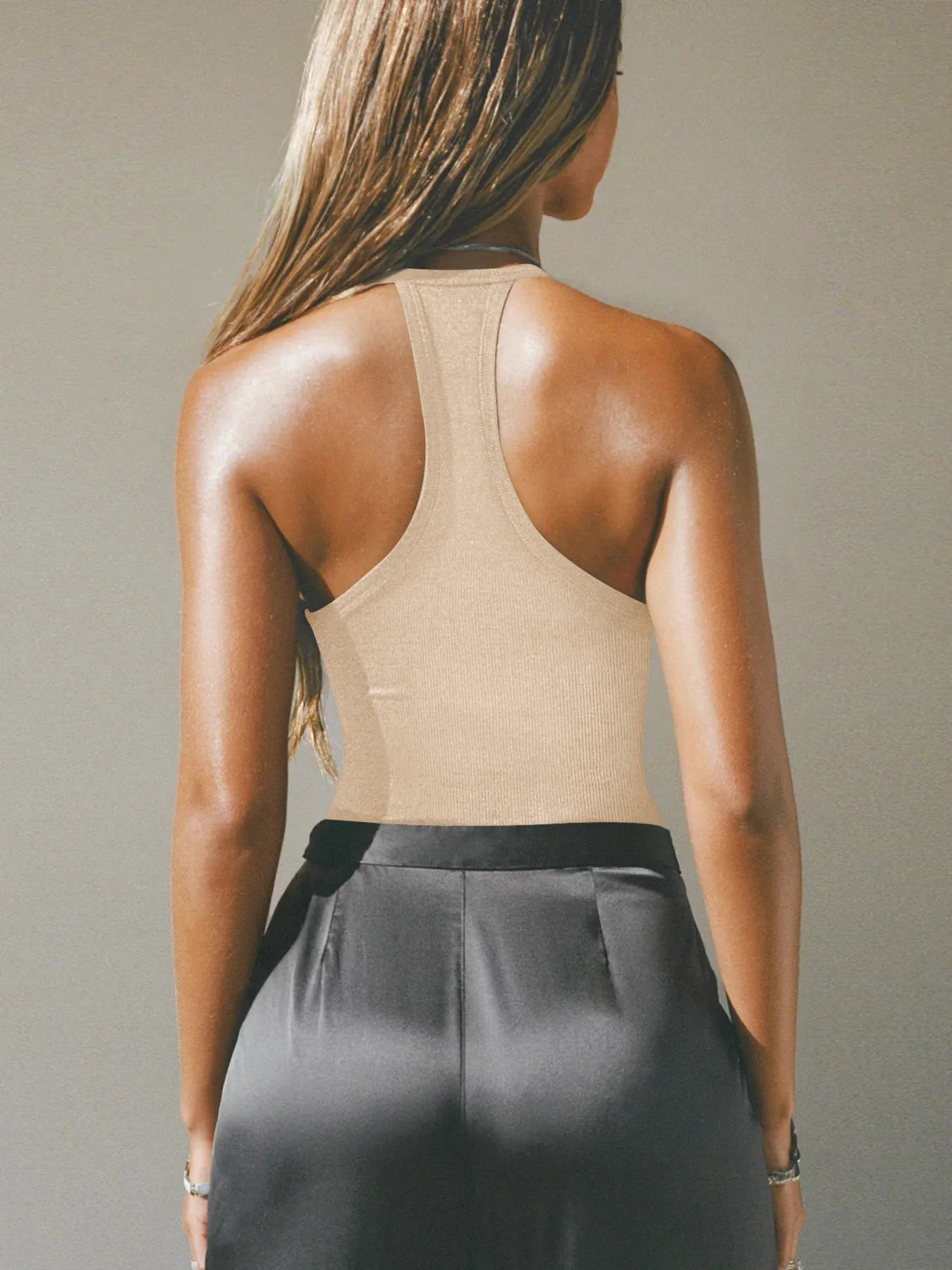 Cutout Ribbed Tank Top - Godess beauty  #