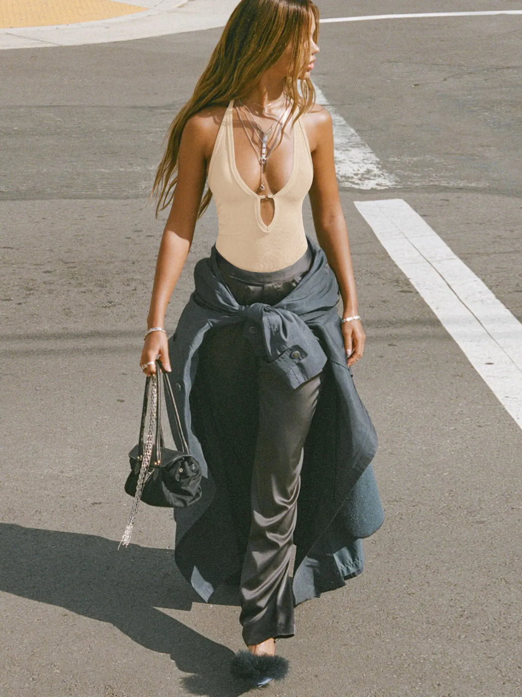 Cutout Ribbed Tank Top - Godess beauty  #