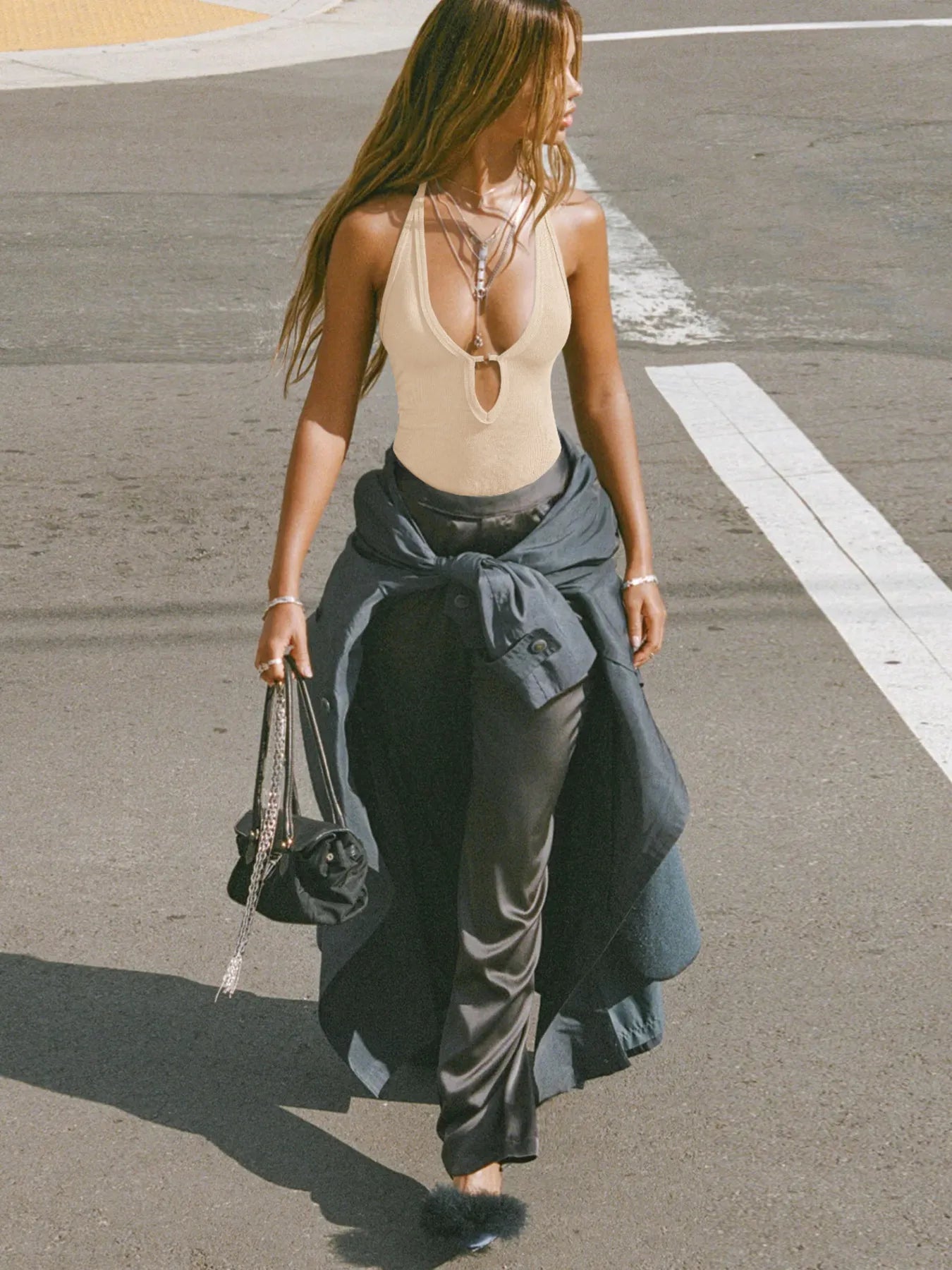Cutout Ribbed Tank Top - Godess beauty  #