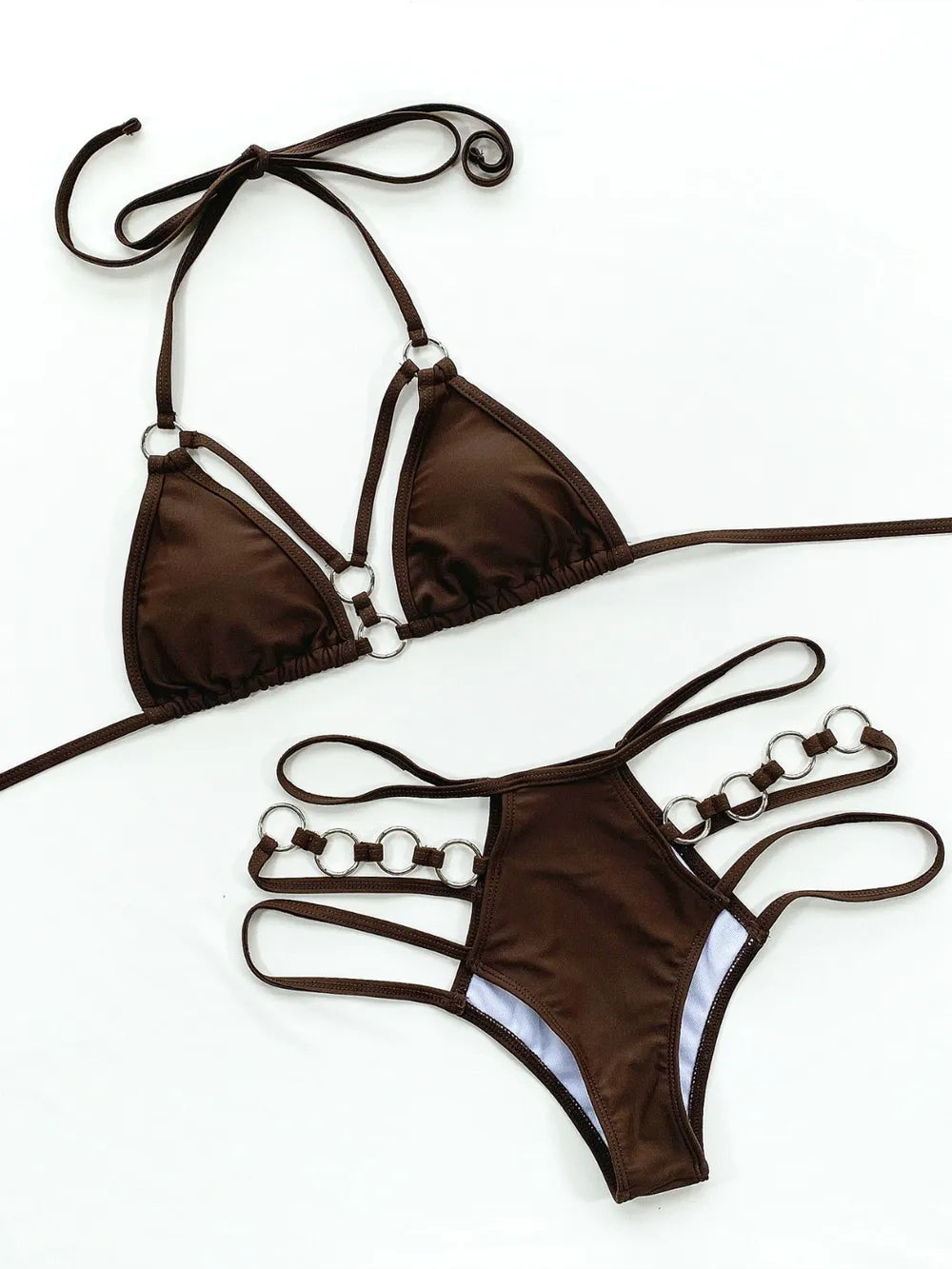Cutout halter neck two-piece bikini set - Godess beauty  #