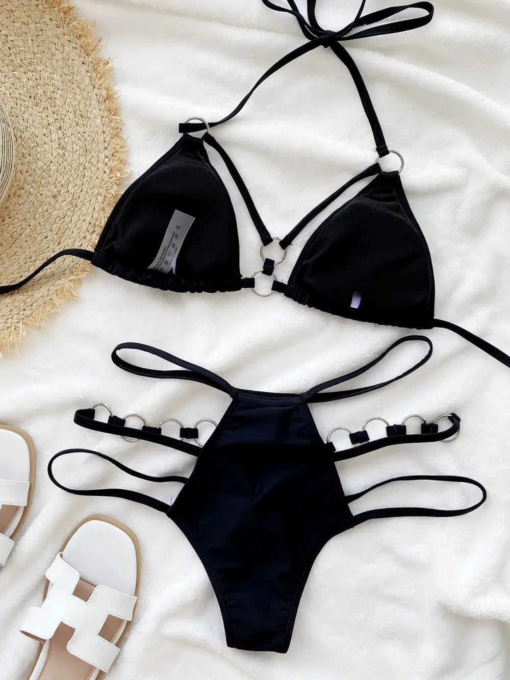 Cutout halter neck two-piece bikini set - Godess beauty  #