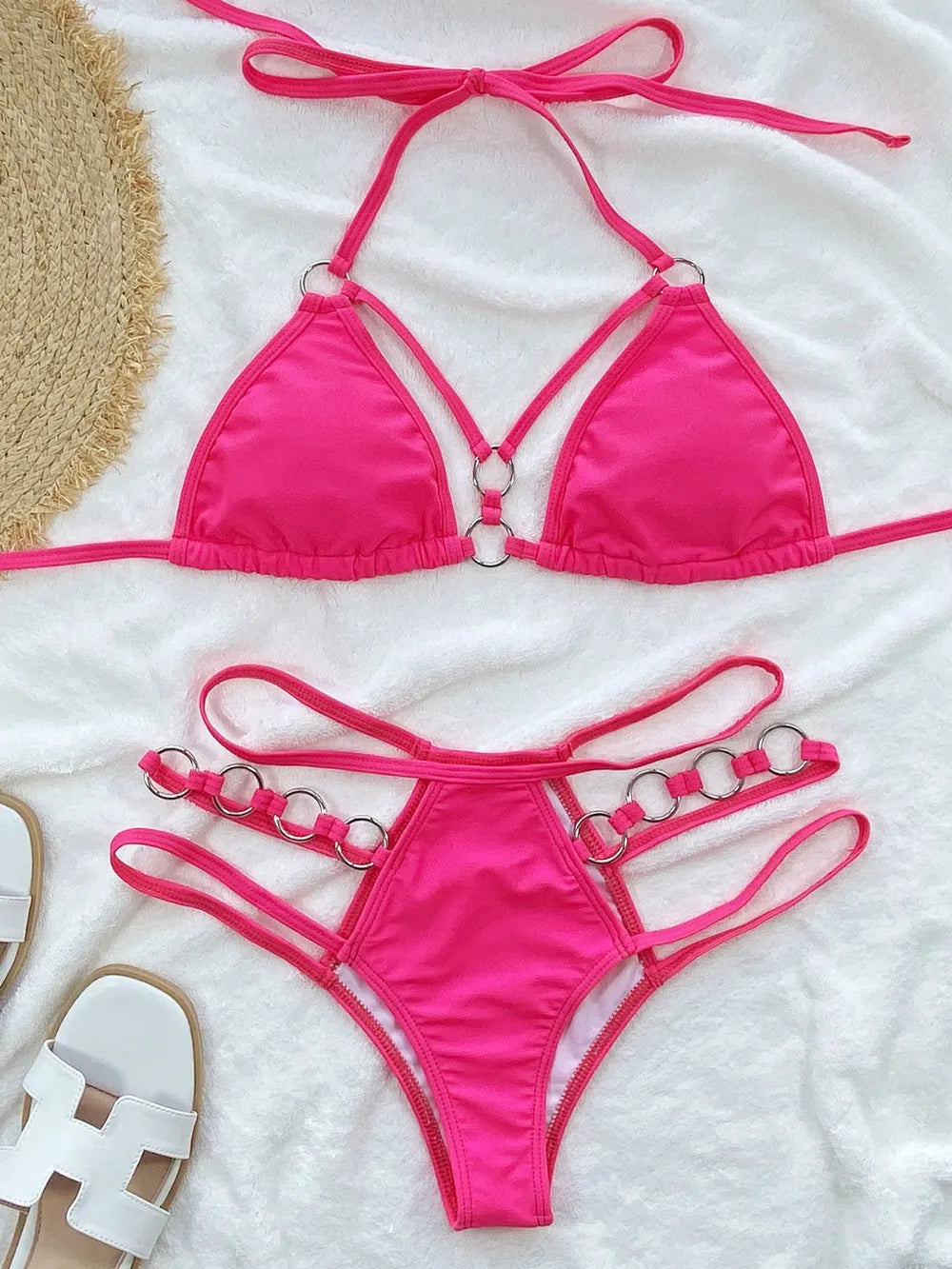 Cutout halter neck two-piece bikini set - Godess beauty  #