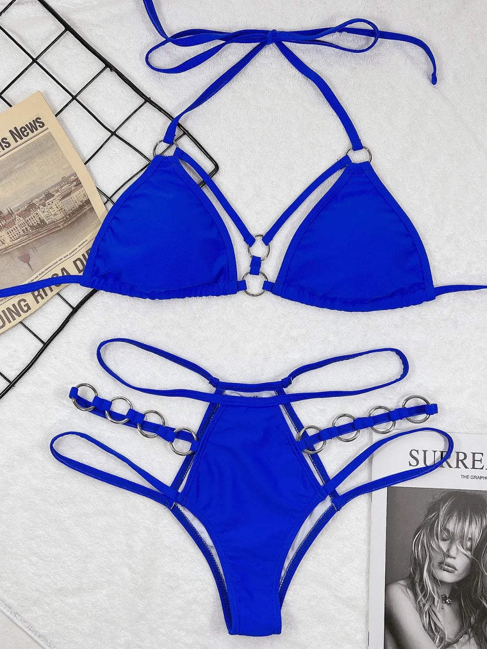 Cutout halter neck two-piece bikini set - Godess beauty  #