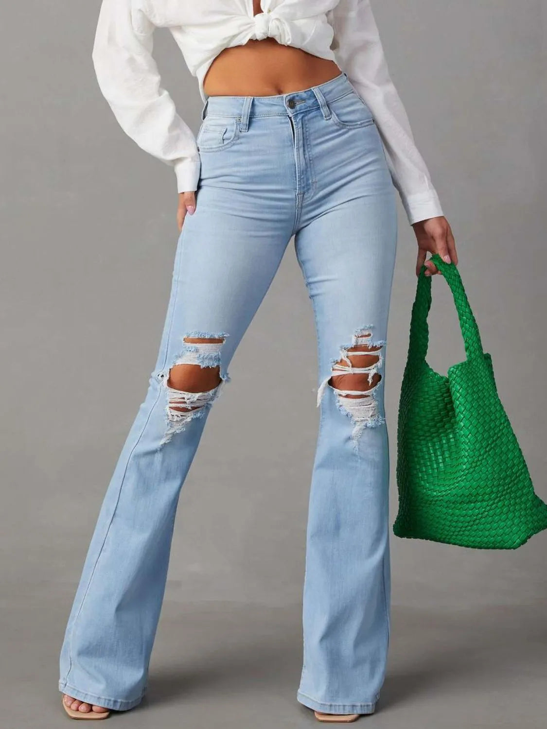 Distressed Jeans with Pockets - Godess beauty 