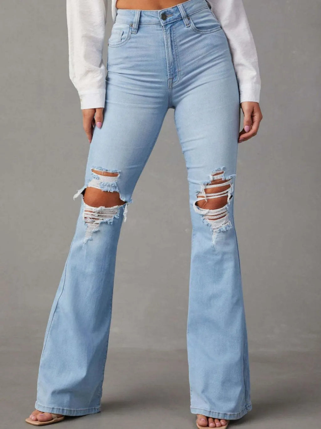 Distressed Jeans with Pockets - Godess beauty 