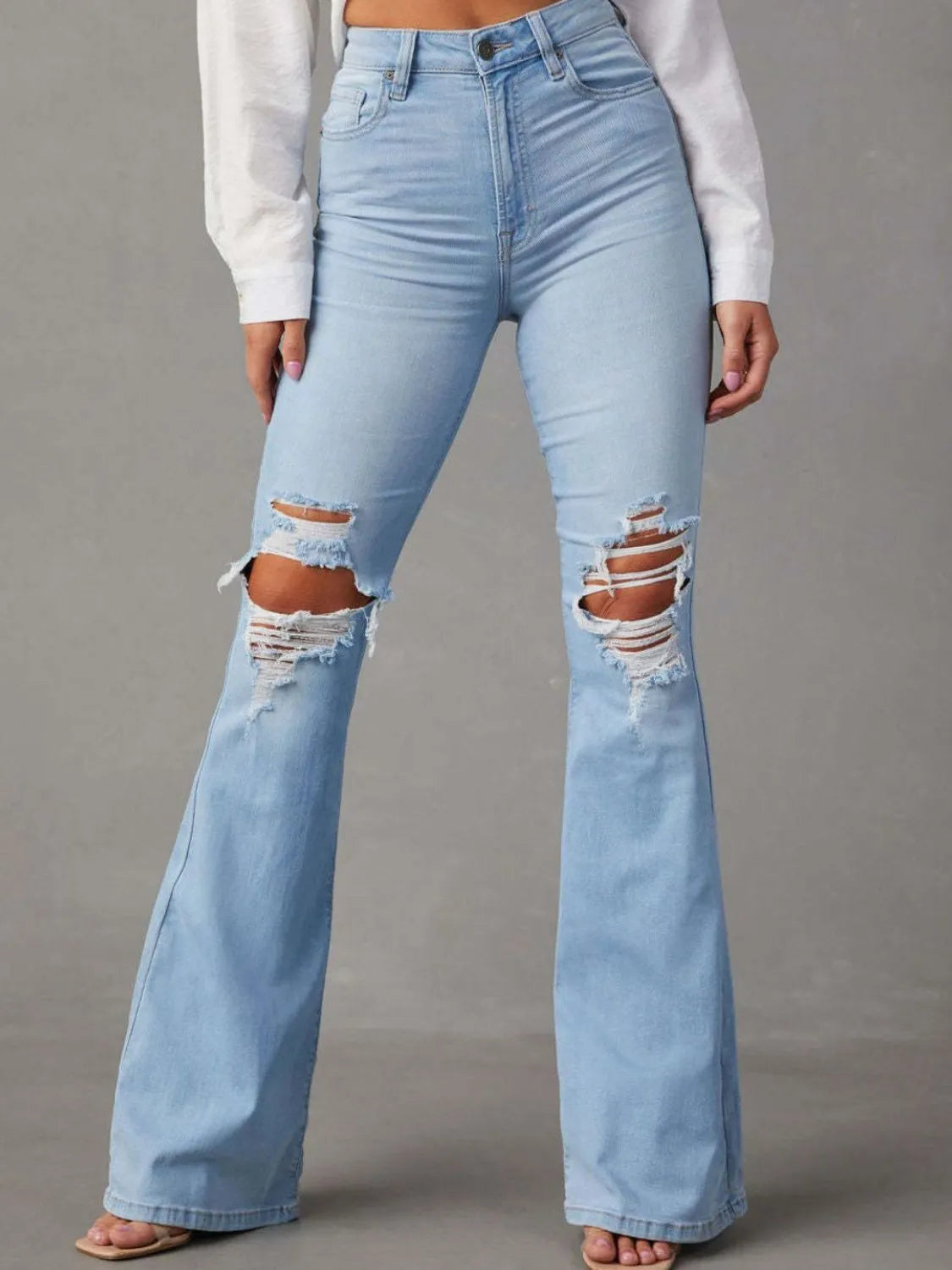 Distressed Jeans with Pockets - Godess beauty 
