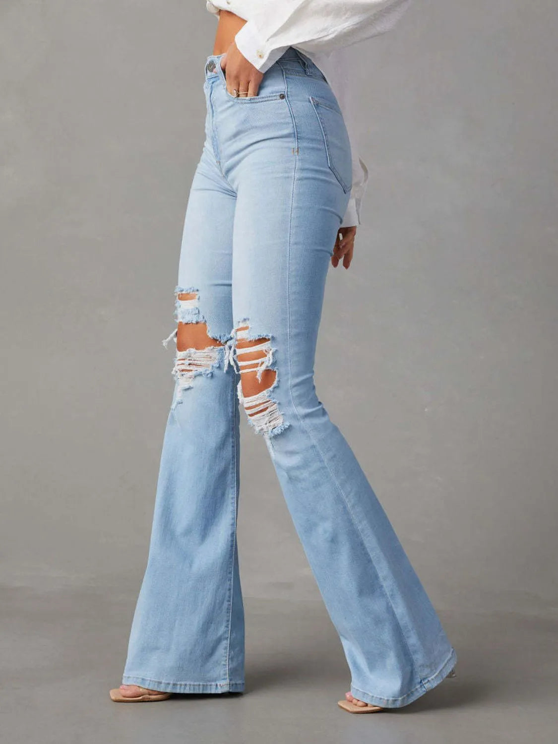 Distressed Jeans with Pockets - Godess beauty 