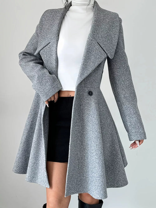 Double-Breasted Long Sleeve Outerwear - Godess Beauty  #