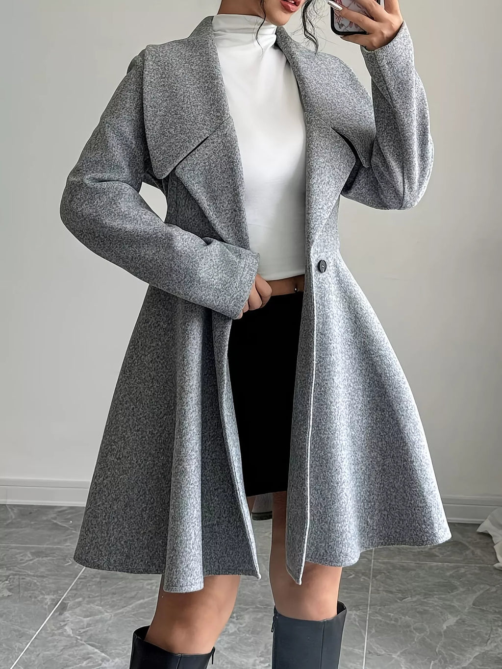 Double-Breasted Long Sleeve Outerwear - Godess Beauty  #