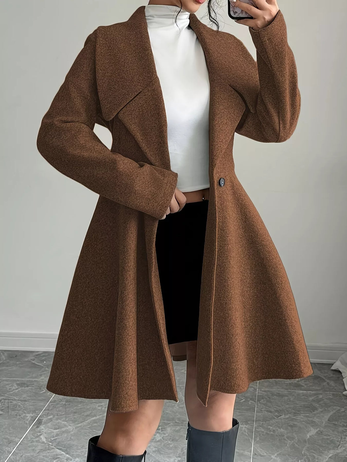Double-Breasted Long Sleeve Outerwear - Godess Beauty  #