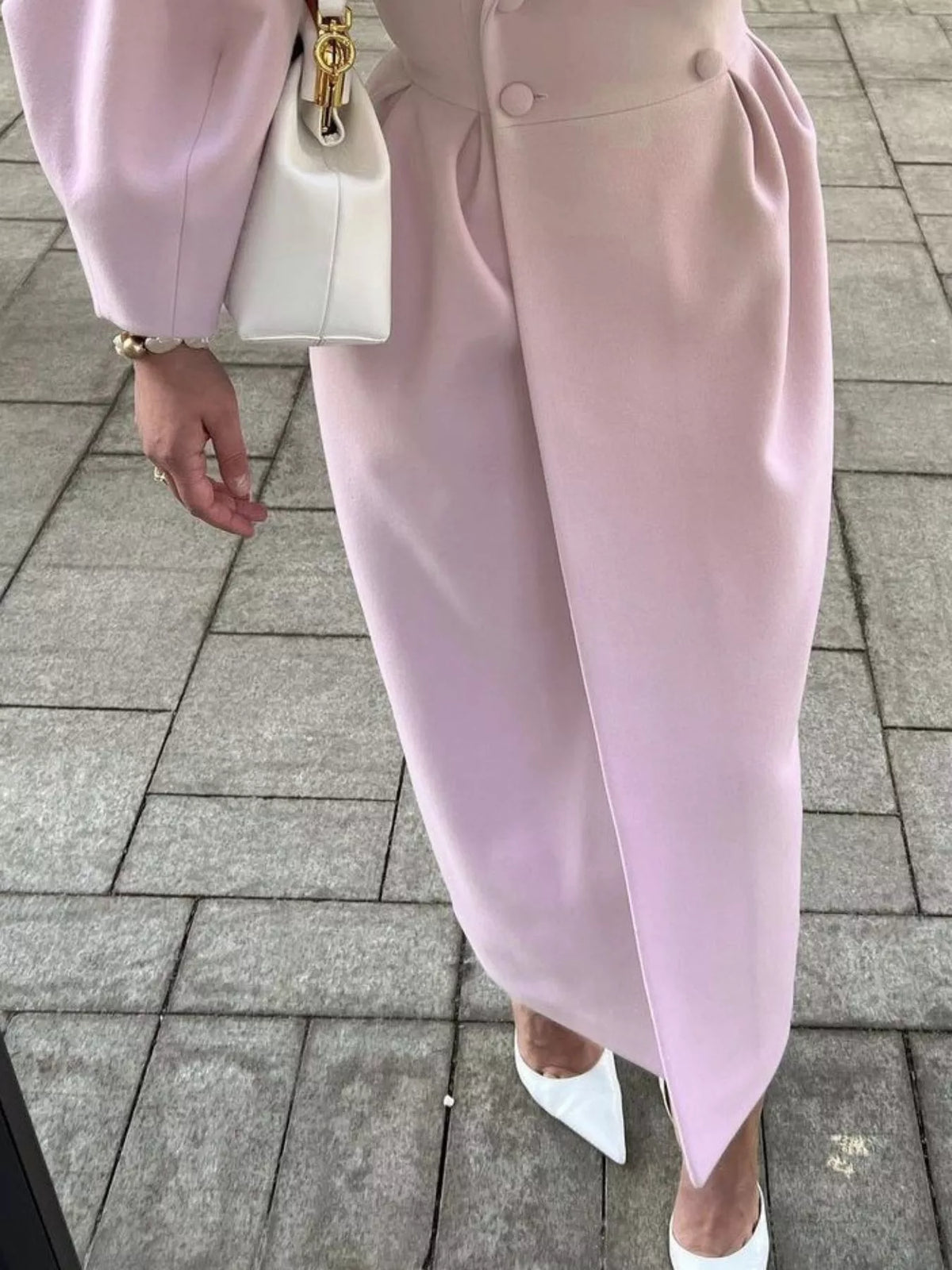 Double-Breasted Longline Coat - Godess Beauty  #