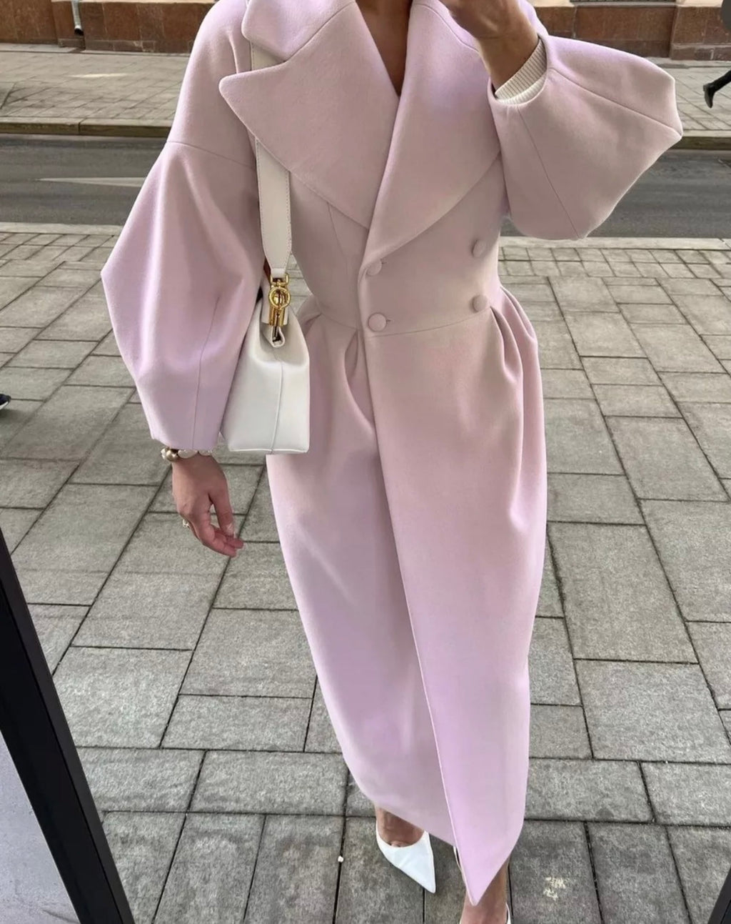 Double-Breasted Longline Coat - Godess Beauty  #