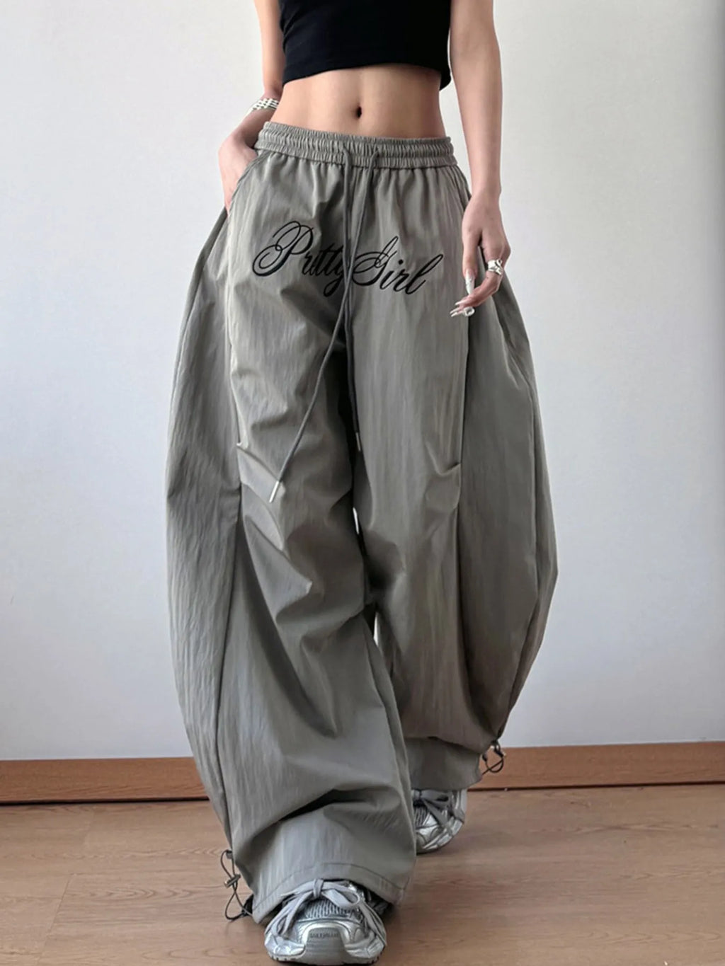 Drawstring Oversized Wide Leg Casual Pants - Godess Beauty  #