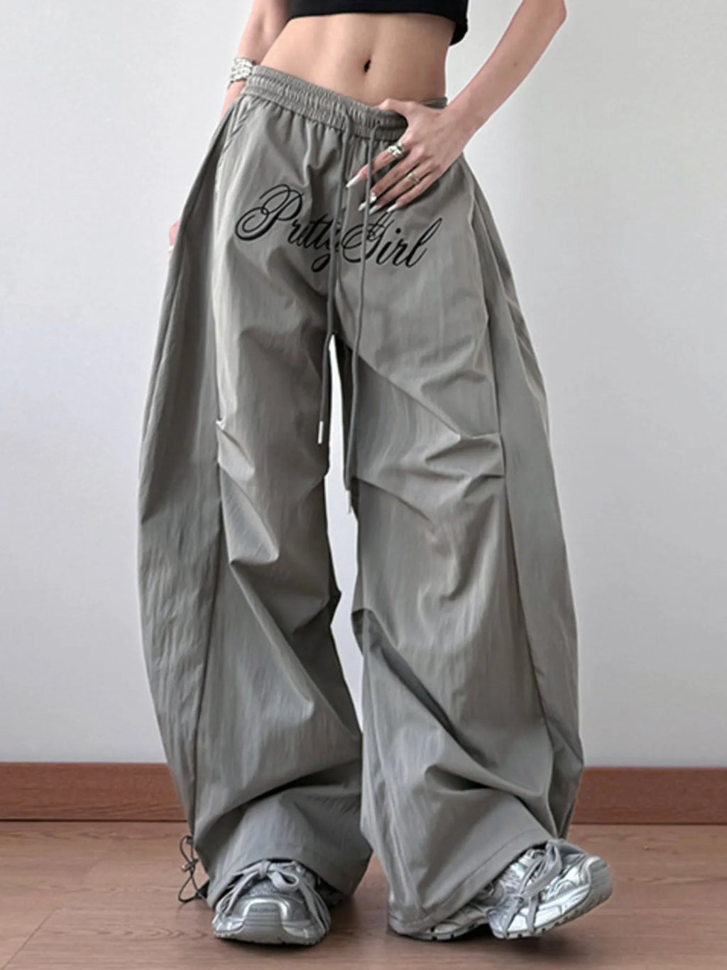 Drawstring Oversized Wide Leg Casual Pants - Godess Beauty  #