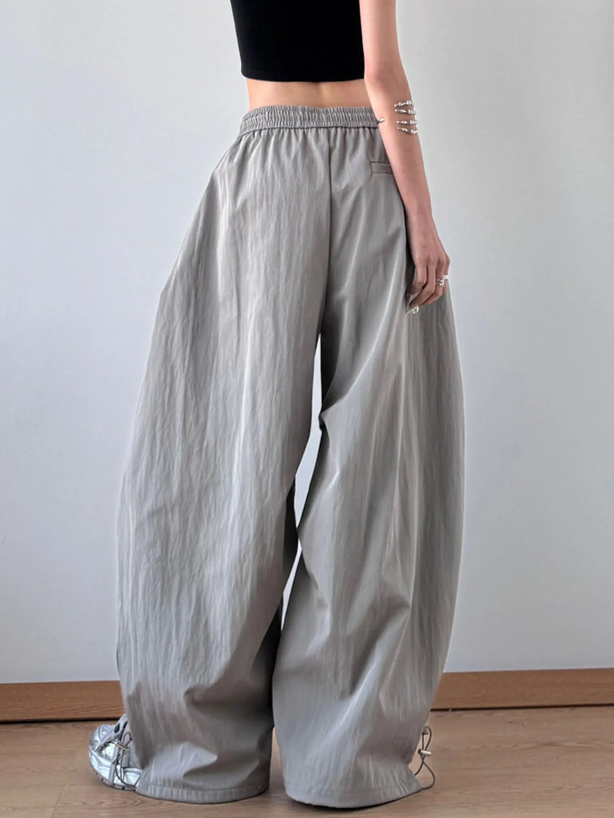 Drawstring Oversized Wide Leg Casual Pants - Godess Beauty  #