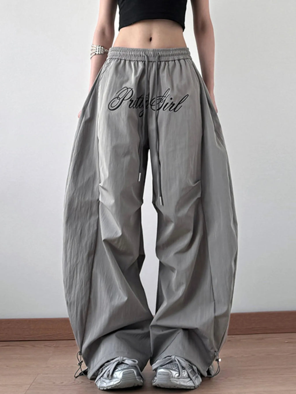 Drawstring Oversized Wide Leg Casual Pants - Godess Beauty  #