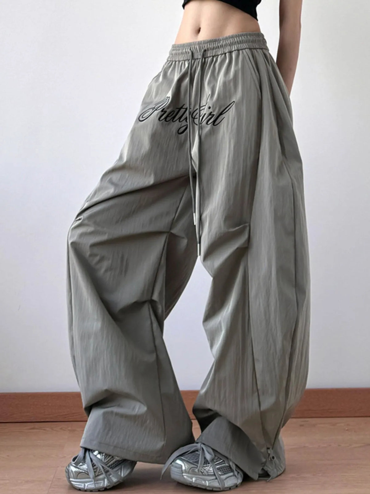 Drawstring Oversized Wide Leg Casual Pants - Godess Beauty  #