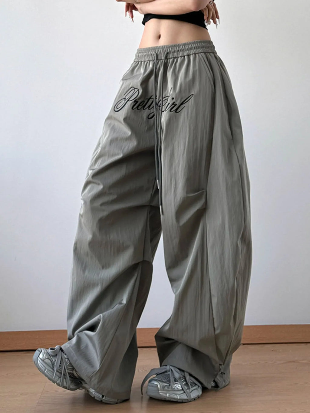 Drawstring Oversized Wide Leg Casual Pants - Godess Beauty  #