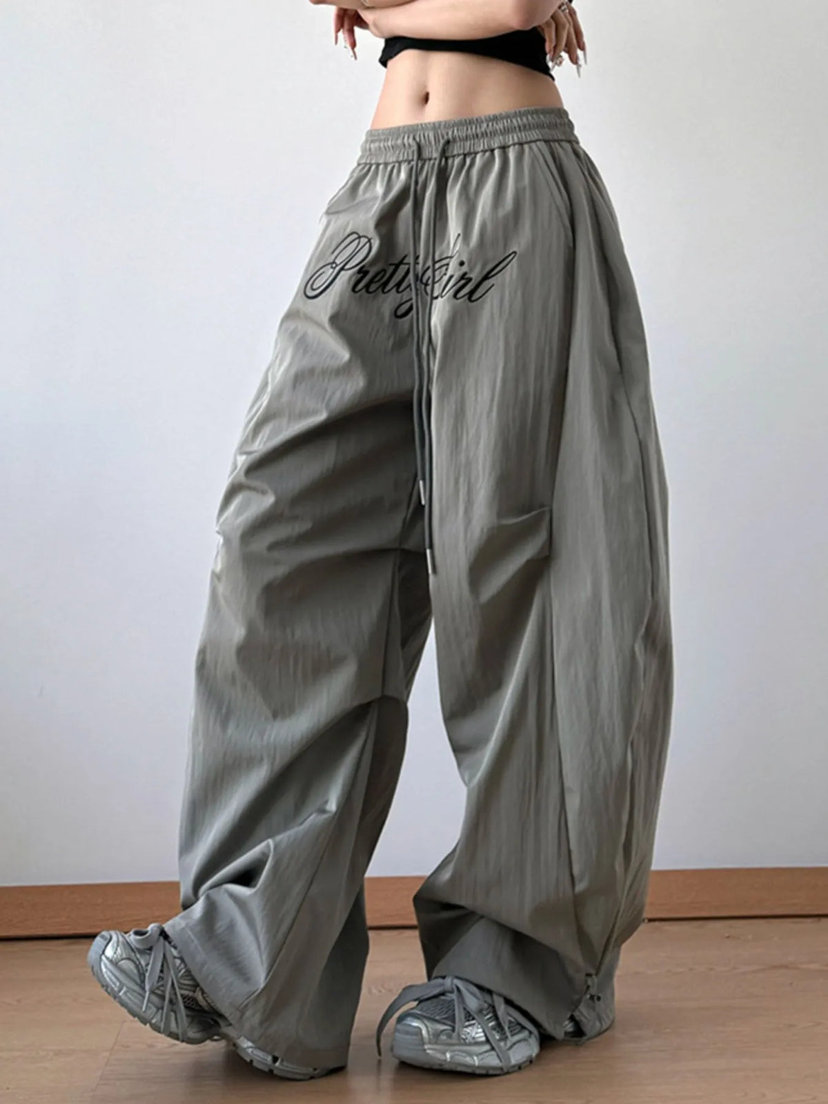 Drawstring Oversized Wide Leg Casual Pants - Godess Beauty  #