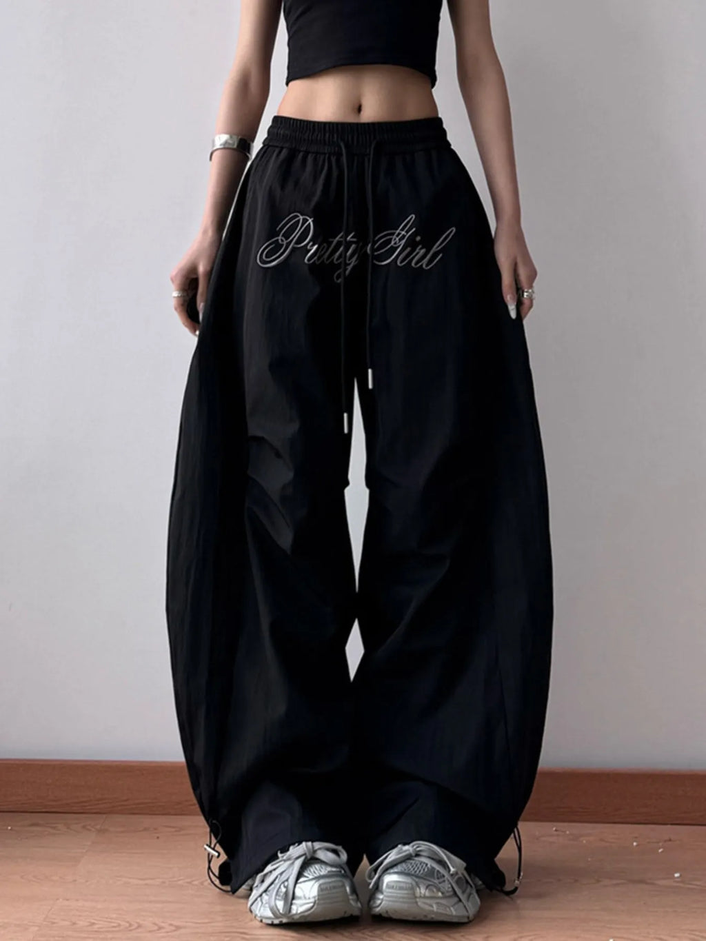 Drawstring Oversized Wide Leg Casual Pants - Godess Beauty  #