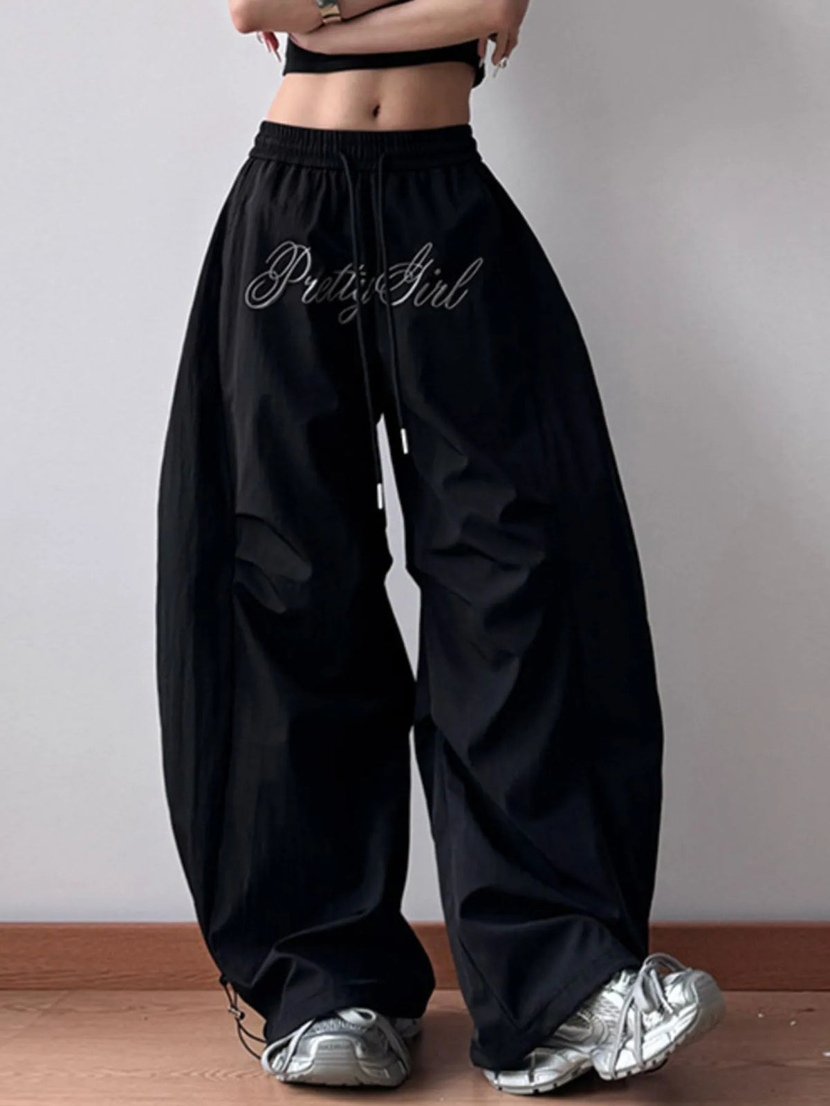 Drawstring Oversized Wide Leg Casual Pants - Godess Beauty  #