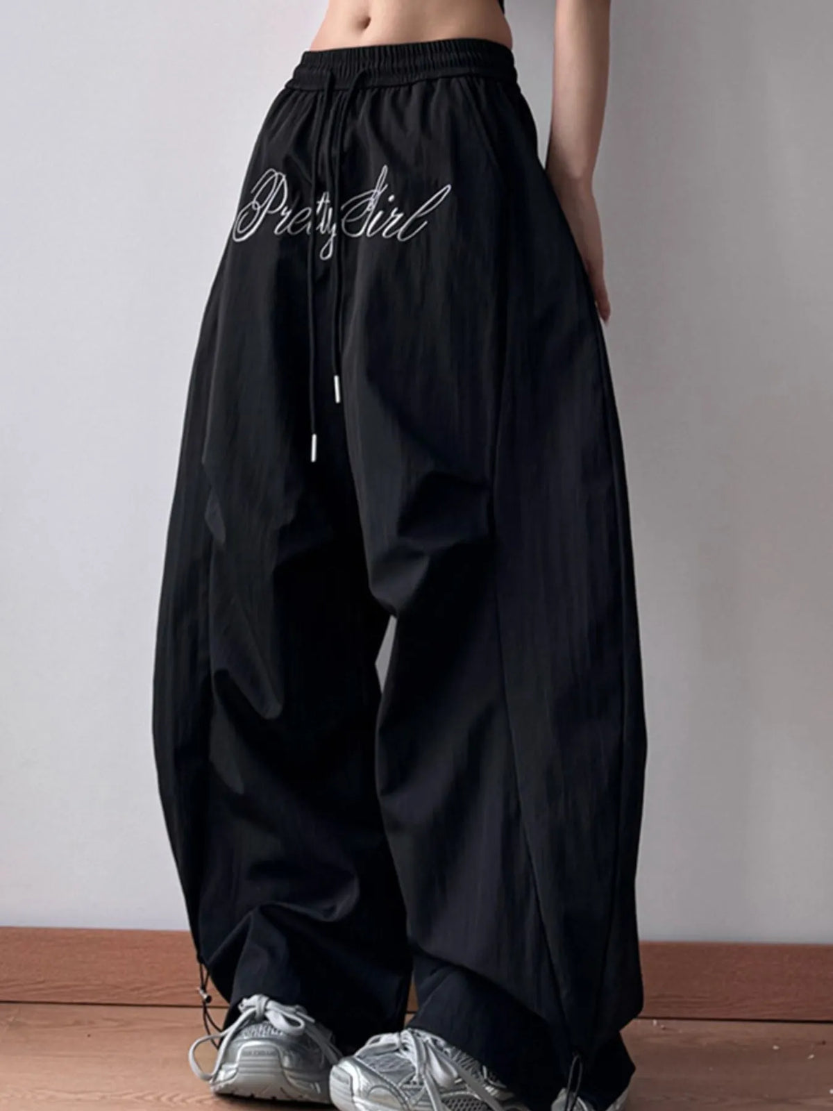 Drawstring Oversized Wide Leg Casual Pants - Godess Beauty  #