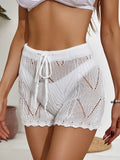 Drawstring cutout swim shorts for women - Godess beauty  #