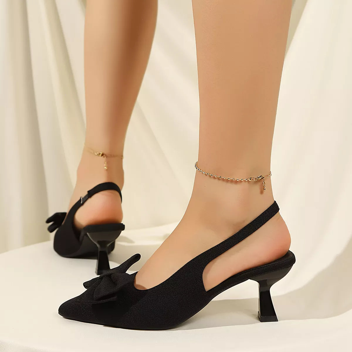Elegant Bow Slingback Pumps - Godess Beauty  #