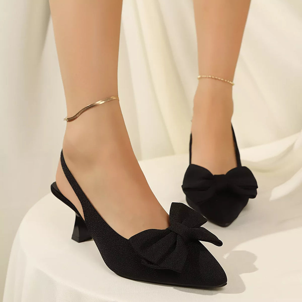 Elegant Bow Slingback Pumps - Godess Beauty  #