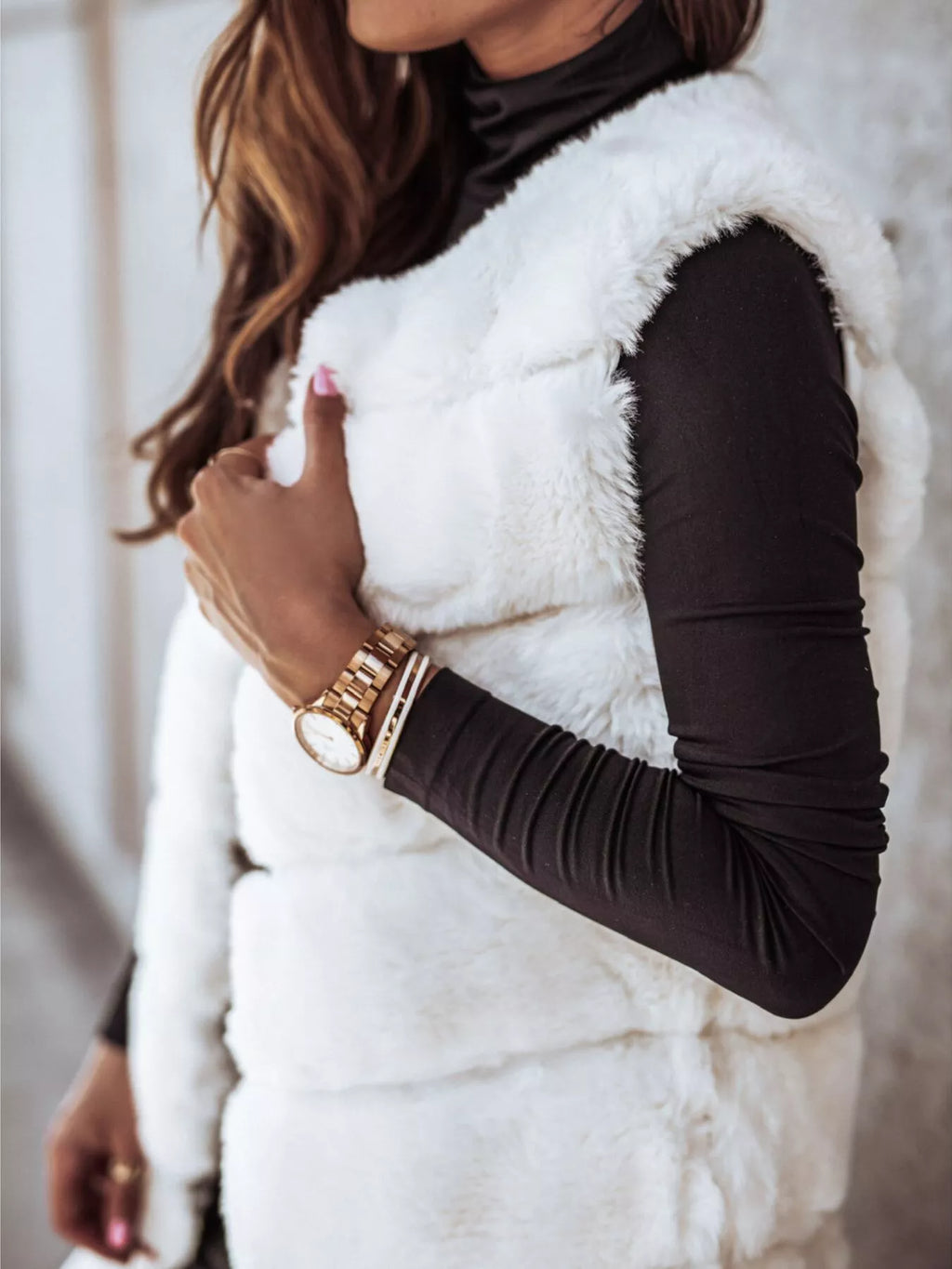 Faux Fur Longline Vest Coat - Godess Beauty  #