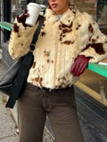 Faux Fur Zip Up Cropped Outerwear - Godess Beauty  #